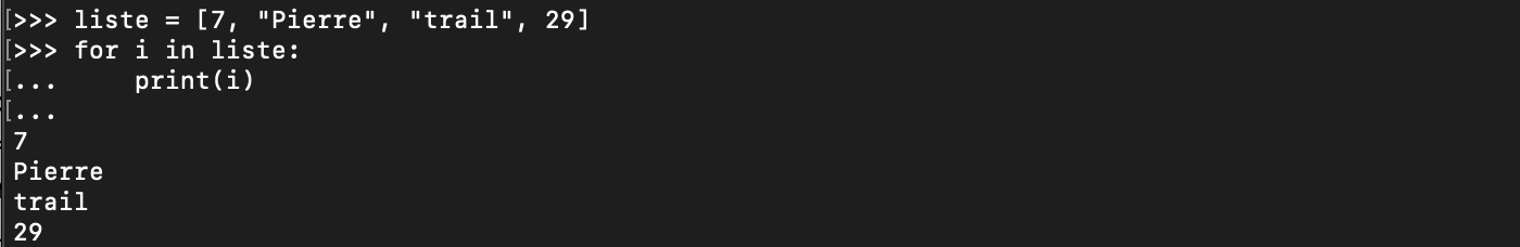 Exemple d&rsquo;utilisation de boucle for Python