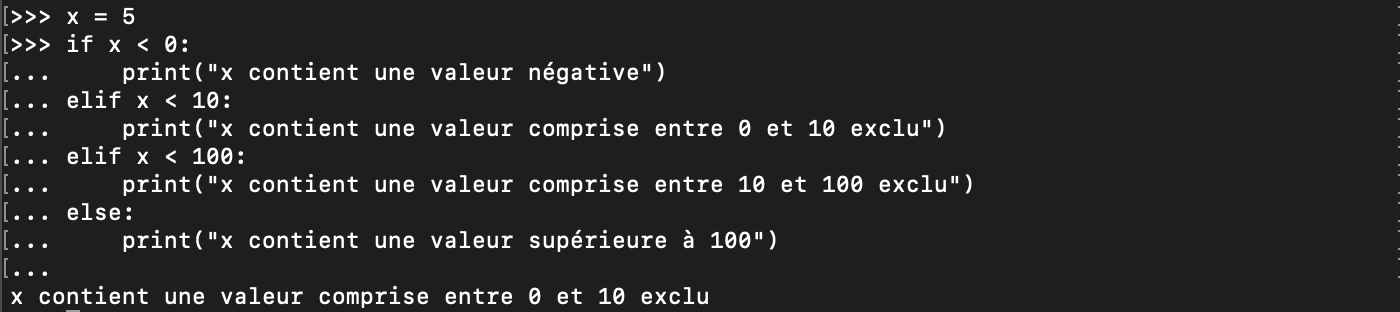 Python condition if elif else syntaxe