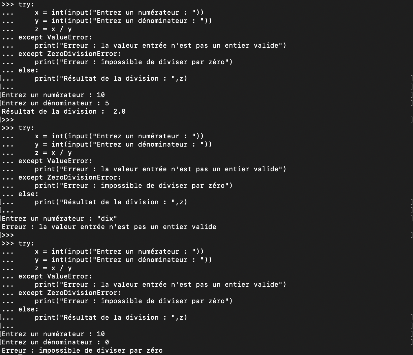 Utilisation d&rsquo;une clause else pour gérer des exceptions en Python