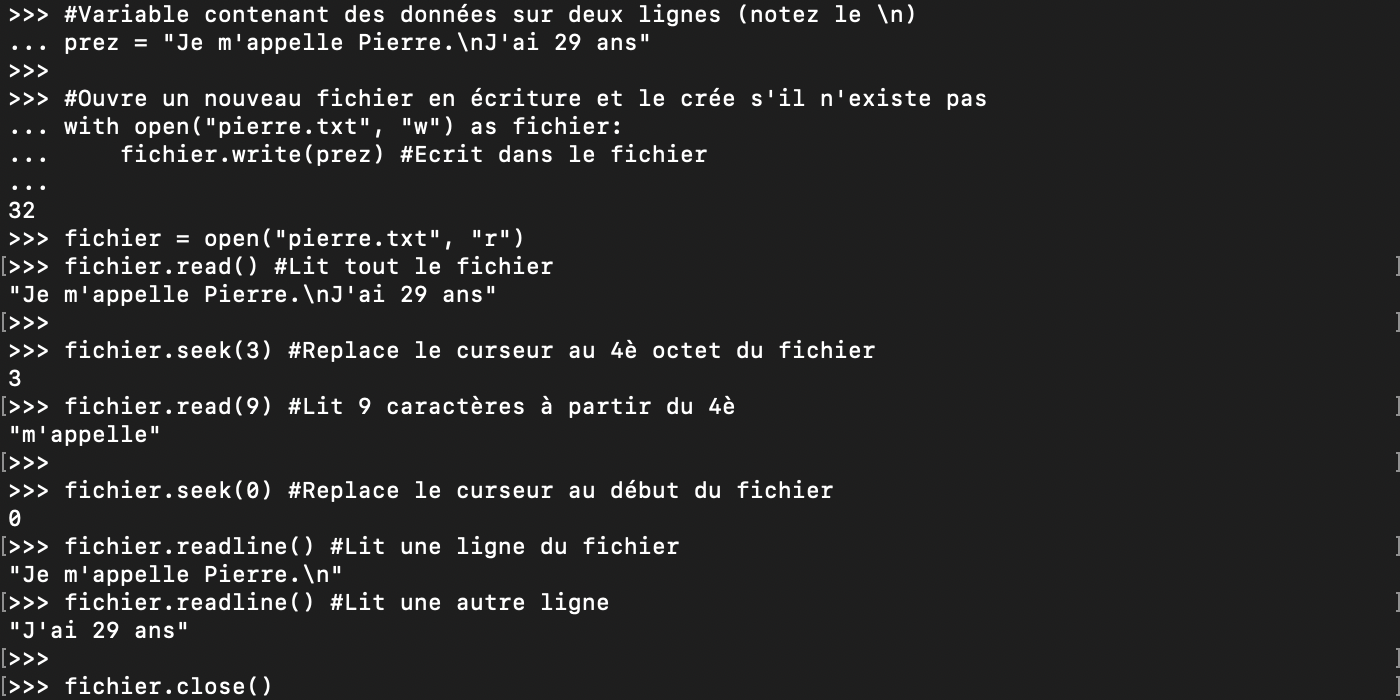 Ouvrir un fichier en Python avec open et le lire avec read