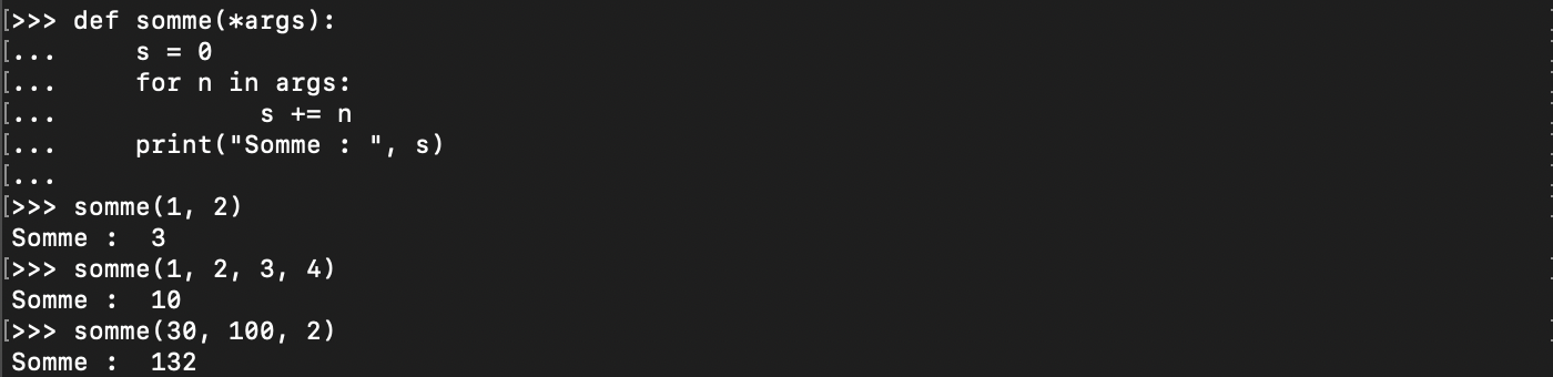 Passage d&rsquo;un nombre arbitraire d&rsquo;arguments à une fonction Python