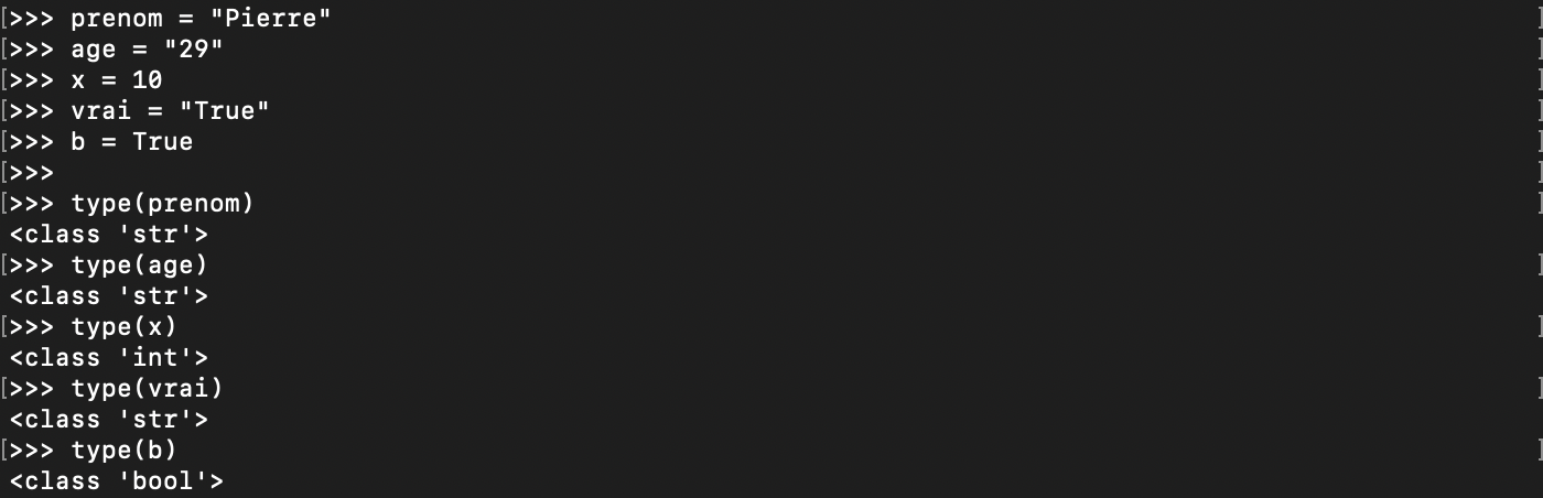 Utilisation de la fonction Python type pour tester le type d&rsquo;une donnée