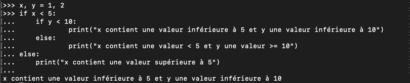 Imbrication de conditions Python