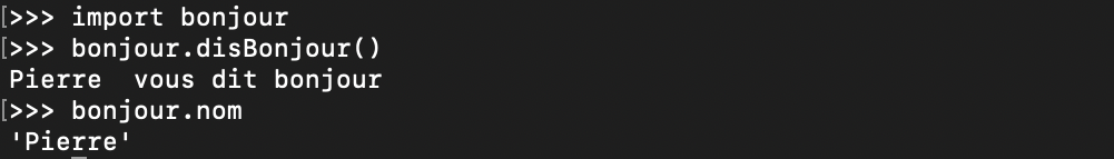 Importation d&rsquo;un module Python et utilisation de ses éléments