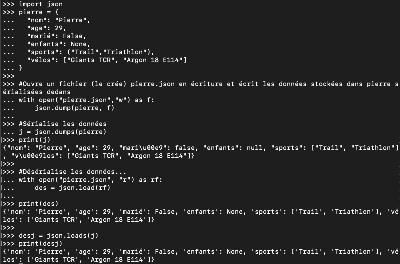 Désérialisation de données JSON en Python
