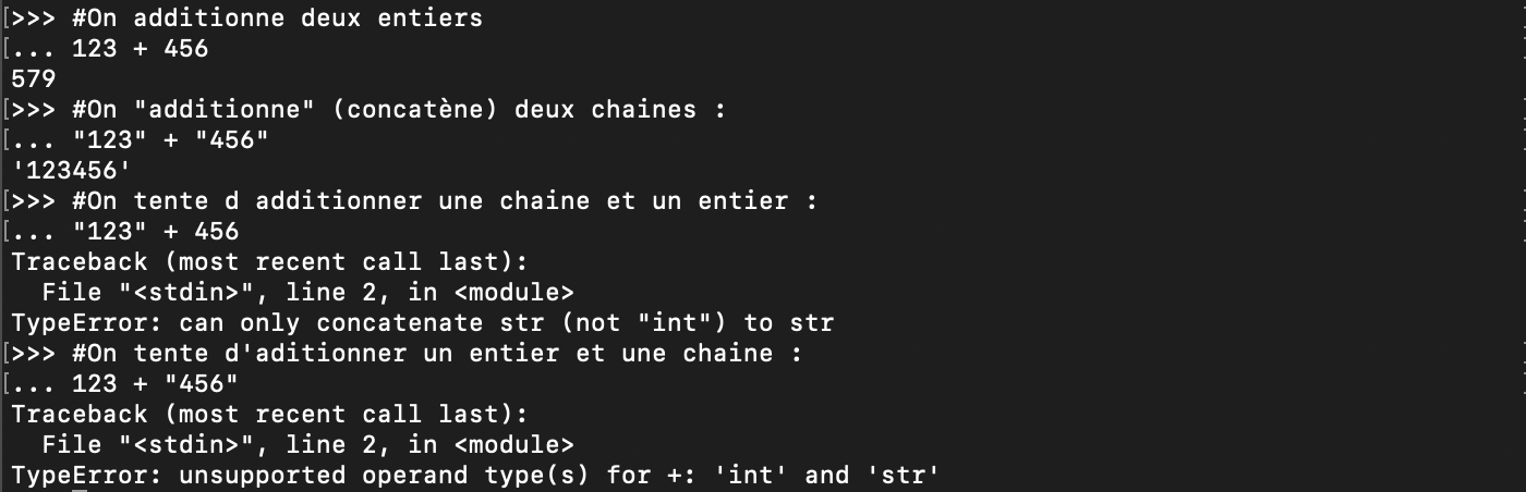 Tentative de concaténation entre nombre et chaine en Python
