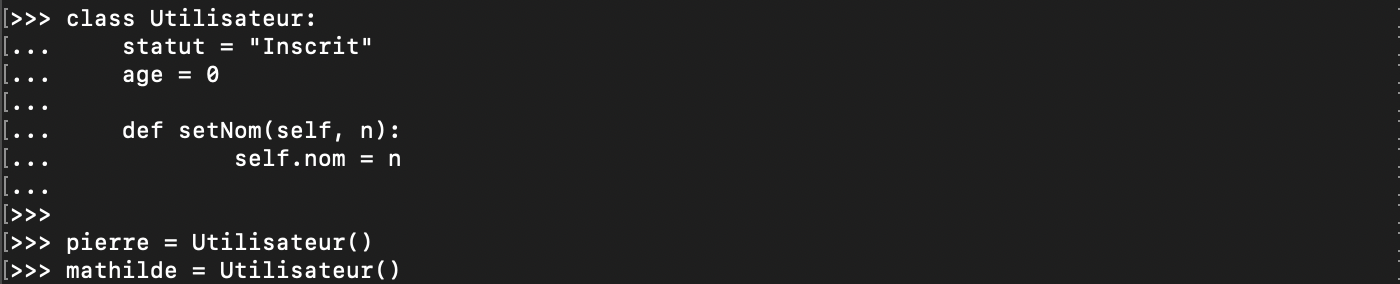 Création d’une classe en orienté objet Python sans fonction init