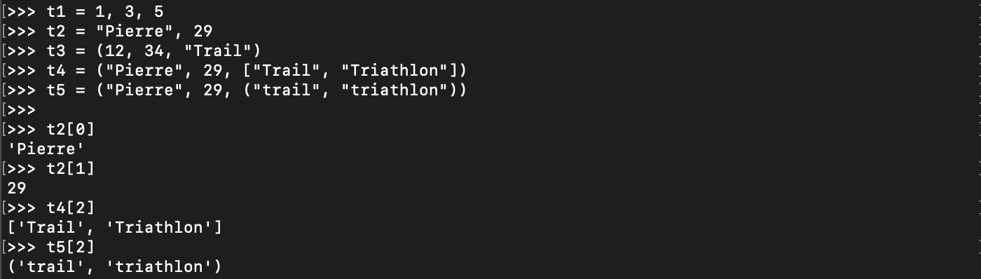 Création d’un tuple en Python