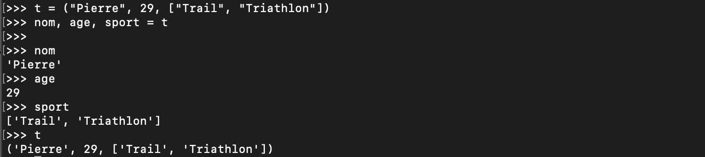Le déballage de séquence d’un tuple Python